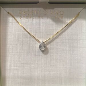Argento Vivo Gold Chain with Silver Teardrop Pendant